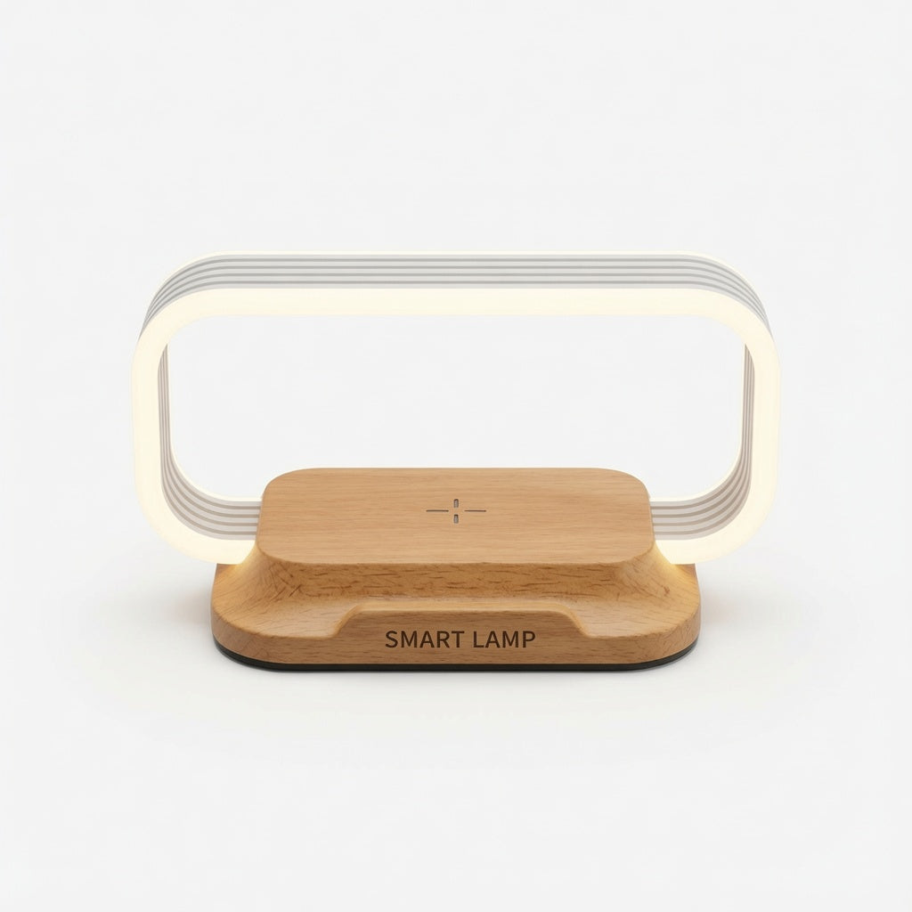 📱Hlasom ovládaná 4-v-1 lampa｜15W bezdrôtové nabíjanie, okolité svetlo pri posteli, ktoré chráni oči🛏️✨