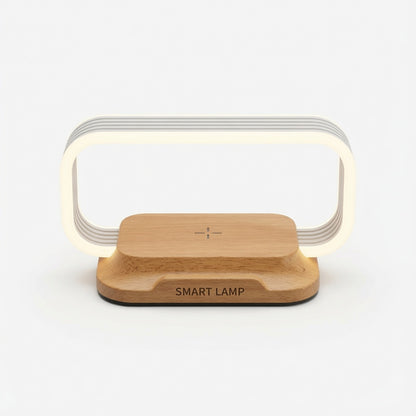 📱Hlasom ovládaná 4-v-1 lampa｜15W bezdrôtové nabíjanie, okolité svetlo pri posteli, ktoré chráni oči🛏️✨