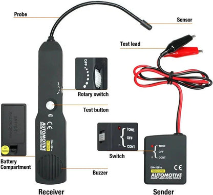 Vyhľadávač elektrických obvodov vozidiel – rýchla diagnostika, jednoduché použitie a LED upozornenie