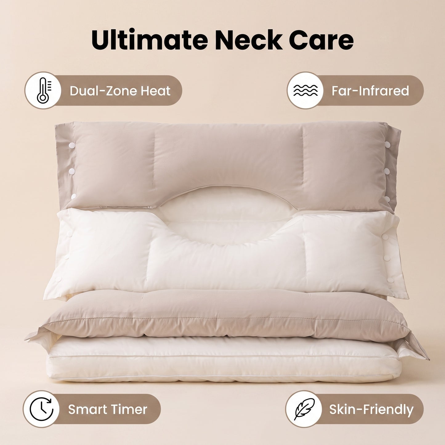 Časovo obmedzená zľava 🛌 Ergonomický vankúš na podporu krku s dvojitou mäkkou a pevnou zónou, vyrobený z čistej bavlny, antibakteriálny, odnímateľný a prateľný vankúš na podporu krku 💤🌙