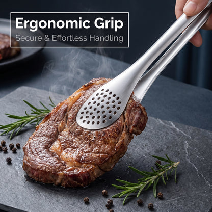 🥩Kliešte na potraviny z nehrdzavejúcej ocele 304｜Dvojúčelový nástroj na domáce grilovanie a kempovanie🍖