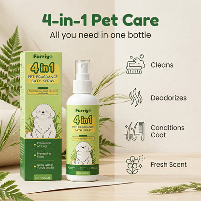 Časovo obmedzená zľava 50 % 🌿 Suchý šampón pre domáce zvieratá 4 v 1 v spreji - zázrak bezvodého čistenia s prírodným rastlinným extraktom 🐶