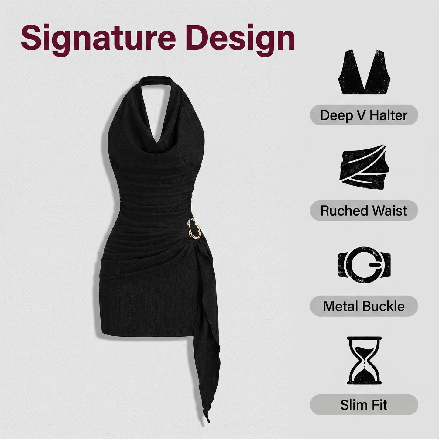 👗Dámske ležérne šaty s výstrihom za krkom, odhaleným chrbtom a priliehavým výstrihom do V✨