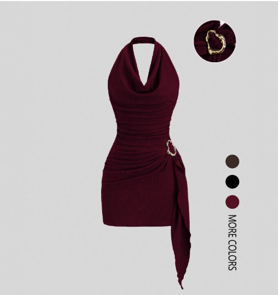 👗Dámske ležérne šaty s výstrihom za krkom, odhaleným chrbtom a priliehavým výstrihom do V✨