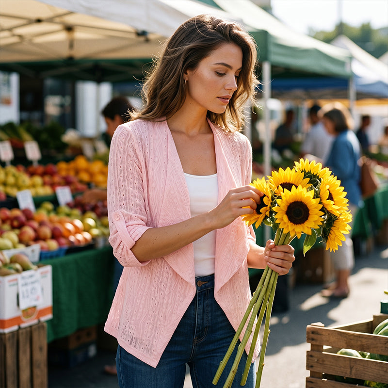 Časovo obmedzená zľava 50% 🌸 Letný prešívaný žakárový kardigan, ľahký, priedušný, klimatizovaný, slnečno-ochranný vrchný odev 🌿👗