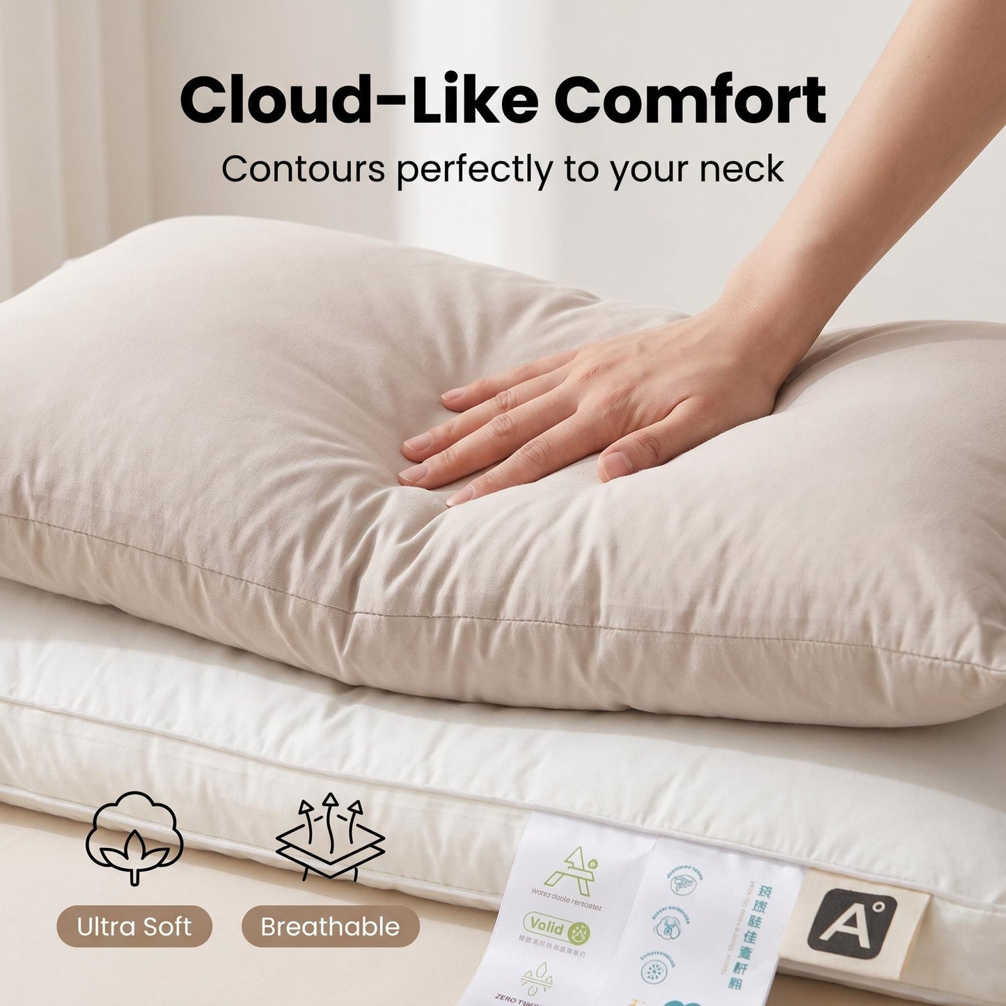 Časovo obmedzená zľava 🛌 Ergonomický vankúš na podporu krku s dvojitou mäkkou a pevnou zónou, vyrobený z čistej bavlny, antibakteriálny, odnímateľný a prateľný vankúš na podporu krku 💤🌙
