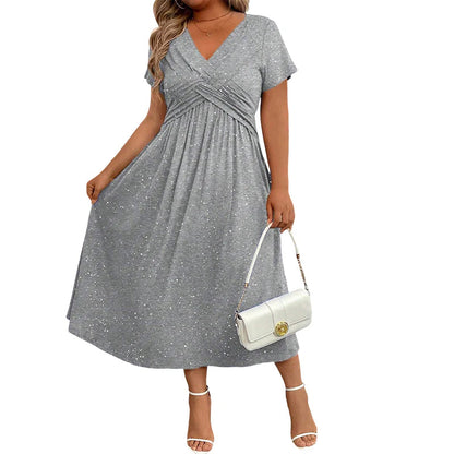 👗Elegantné dámske šaty s výstrihom do V a prekrúteným detailom vpredu