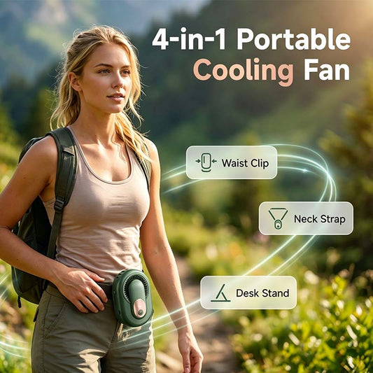💨Časovno omejen 50 % popust🔋 Prenosni ventilator za pas 4 v 1 s 5 nastavitvami hitrosti in digitalnim LED zaslonom za hlajenje