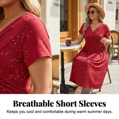 👗Elegantné dámske šaty s výstrihom do V a prekrúteným detailom vpredu