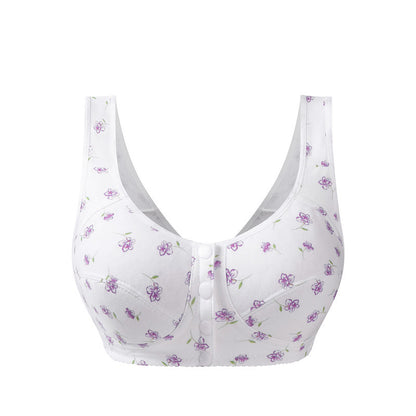 😍👙Dámska podprsenka bez kostíc, z čistej bavlny, s potlačou a zapínaním vpredu