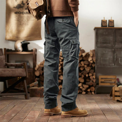 👖🛠️ Pánske taktické nohavice zo 100 % bavlny v khaki farbe – s množstvom vreciek