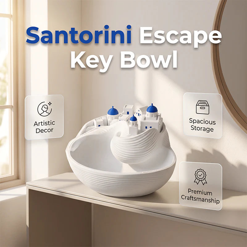 Časovo obmedzená zľava 🔑 Keramický úložný podnos Santorini - nevyhnutnosť do vašej vstupnej haly, na odkladanie kľúčov a šperkov 🏛️