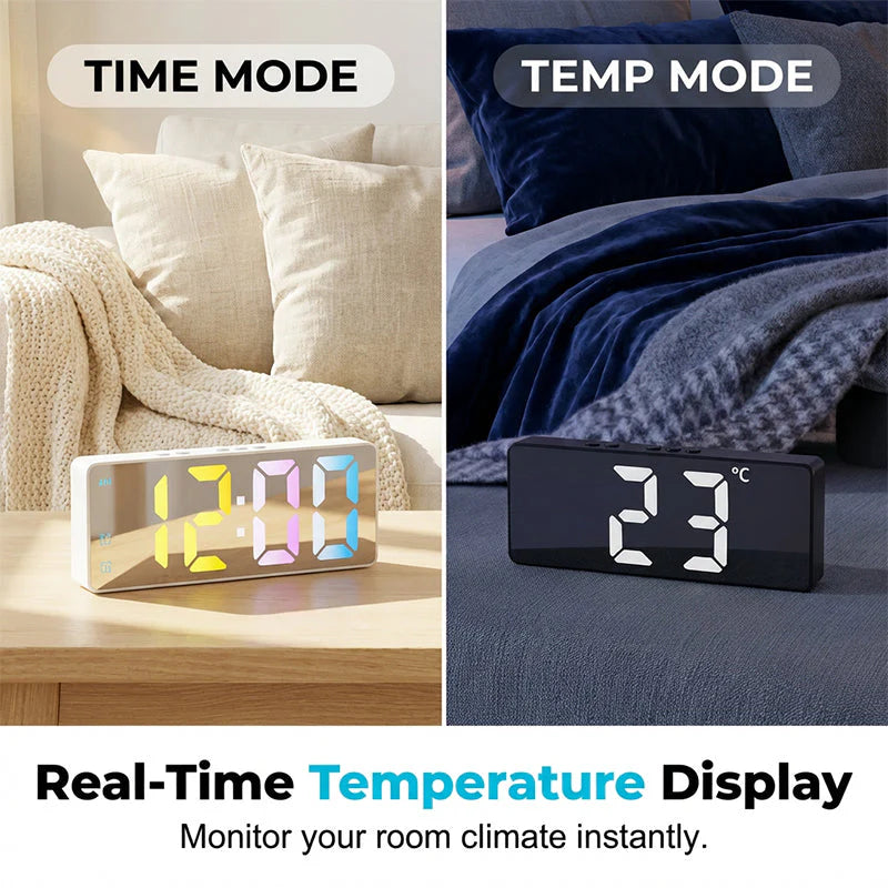 🌡️💡Tento luxusný zrkadlový digitálny budík je praktickým doplnkom pre študentov, kancelárskych pracovníkov a rodiny.