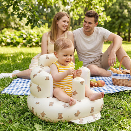 Časovo obmedzená 50% zľava 🛁 Nafukovacia detská sedačka s motívom medvedíka, multifunkčná prenosná stolička na kŕmenie a kúpanie 👶