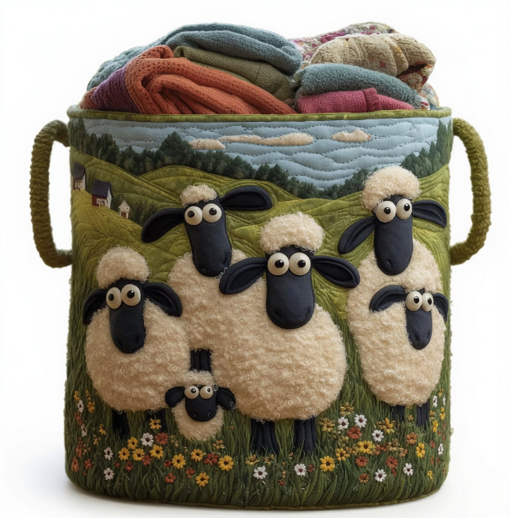 🐑Ručne vyrobený prešívaný kôš na bielizeň Sheep Paradise! 3D trojrozmerná tlač, veľká kapacita a štýlový dizajn