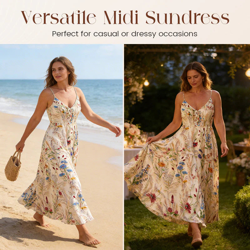 👗Plus Size Floral Print Spaghetti Strap Midi Dress
