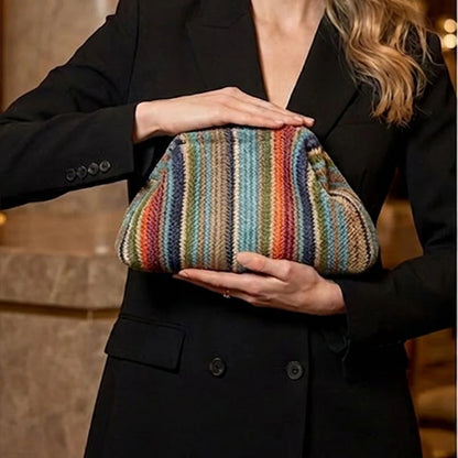 🌈Bohémska pruhovaná tkaná kabelka｜Malá kabelka s letoviskom/večerným nádychom✨👜