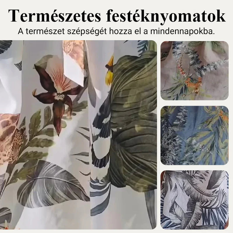 🌼Dámske bavlnené a ľanové šaty s okrúhlym výstrihom a potlačou