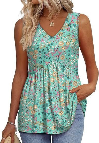 Dámske elegantné tielka bez rukávov s výstrihom do V a babydoll strihom