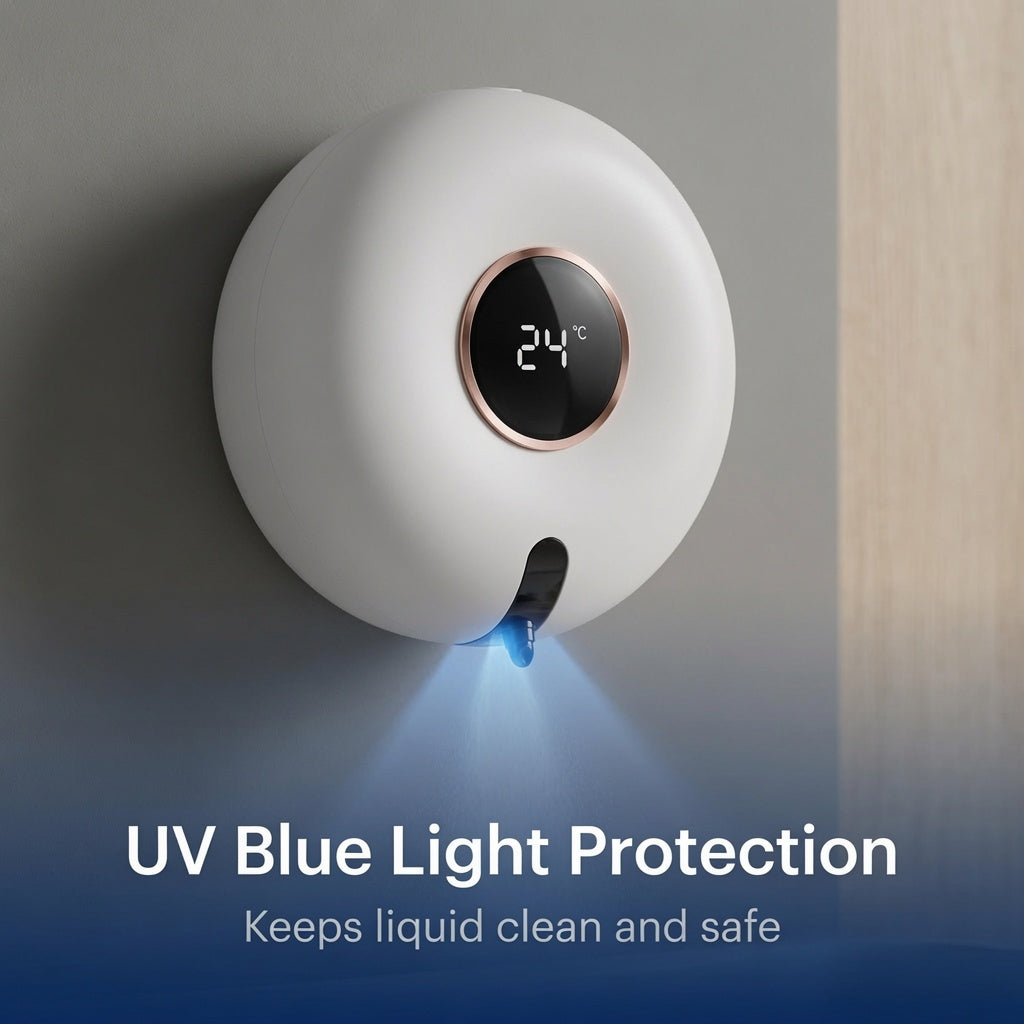 🧼Dávkovač penového mydla s UV modrým svetlom, magnetická indukcia, bez nutnosti vŕtania, nástenný/stolový automatický dávkovač mydla s dvojitým použitím🏠🛡️