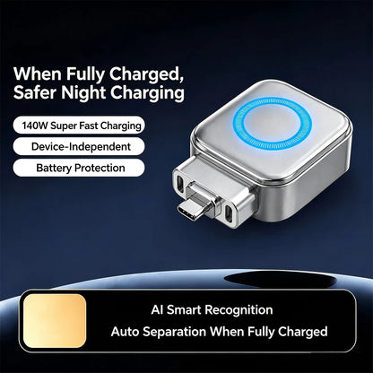 ⚡🛡️140W Smart Auto Cut-off Fast Charger | AI Full-Charge Auto Power Off, Universal Type-C Plug & Play, Save €34