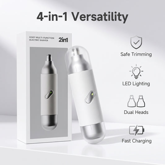 💡LED vizuálny zastrihávač chĺpkov 2 v 1 v ušiach a nose, rýchlonabíjací vodotesný prenosný elektrický zastrihávač s konektorom Type-C🔦💈