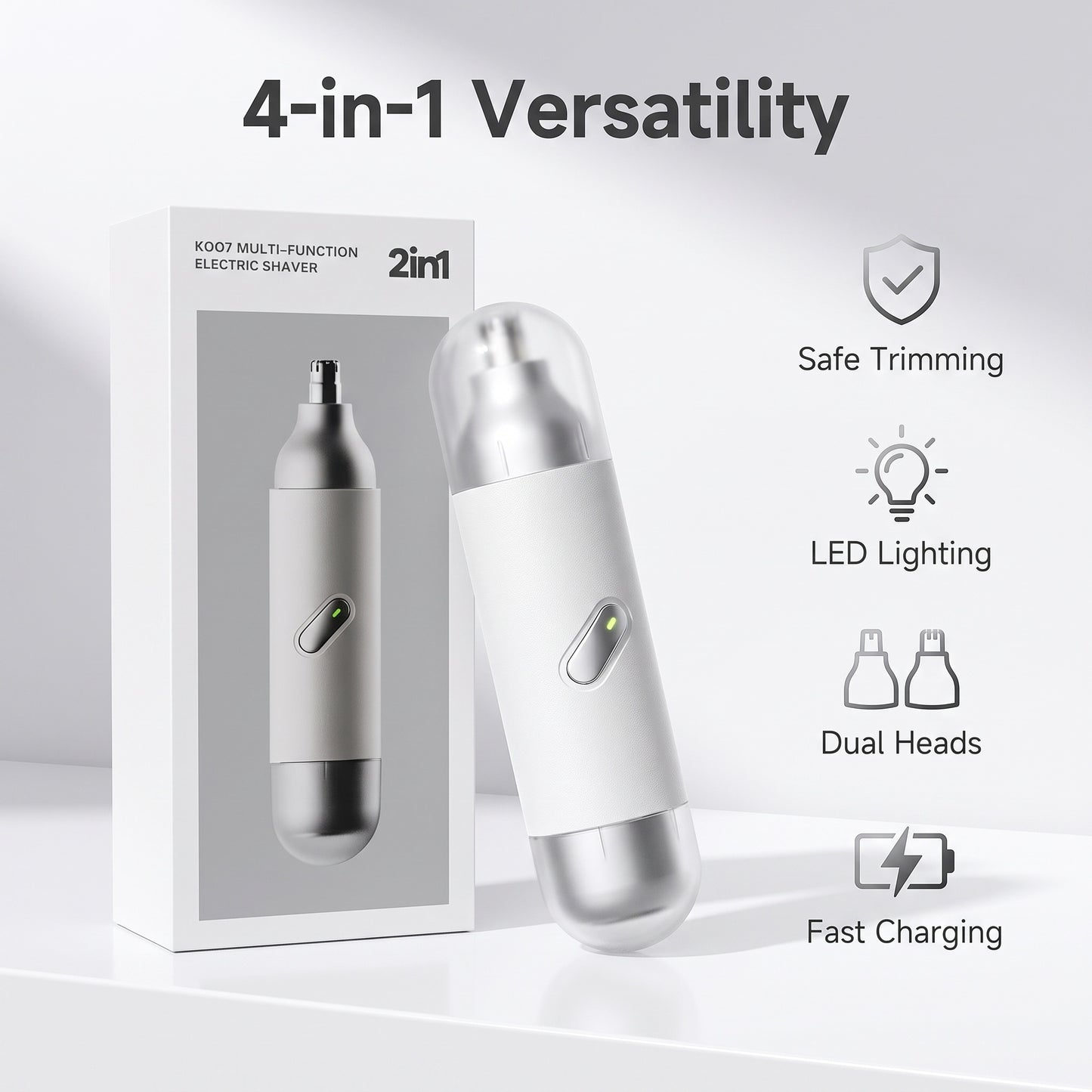 💡LED vizuálny zastrihávač chĺpkov 2 v 1 v ušiach a nose, rýchlonabíjací vodotesný prenosný elektrický zastrihávač s konektorom Type-C🔦💈