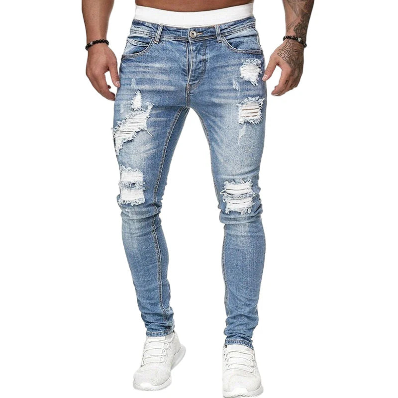 🔥🎁Nová 50 % ZĽAVA🔥Štýlové pánske skinny džínsy s efektom opotrebovania