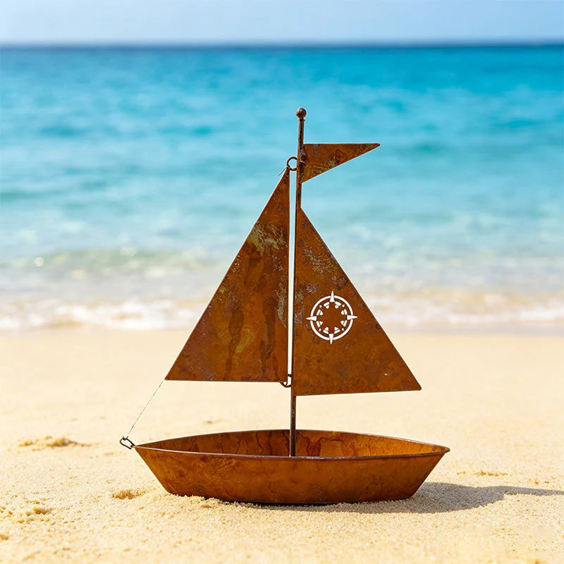 🍃Rustikálny kovový kvetináč v tvare plachetnice⛵