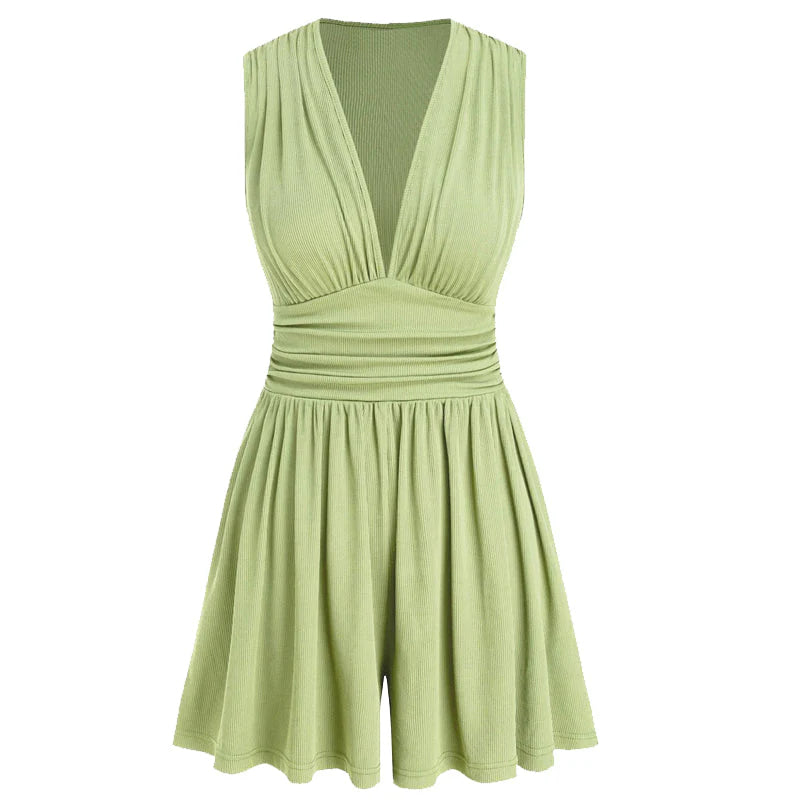 👗Dámske šaty bez rukávov s výstrihom do V a nařaseným pásom