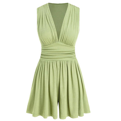 👗Dámske šaty bez rukávov s výstrihom do V a nařaseným pásom