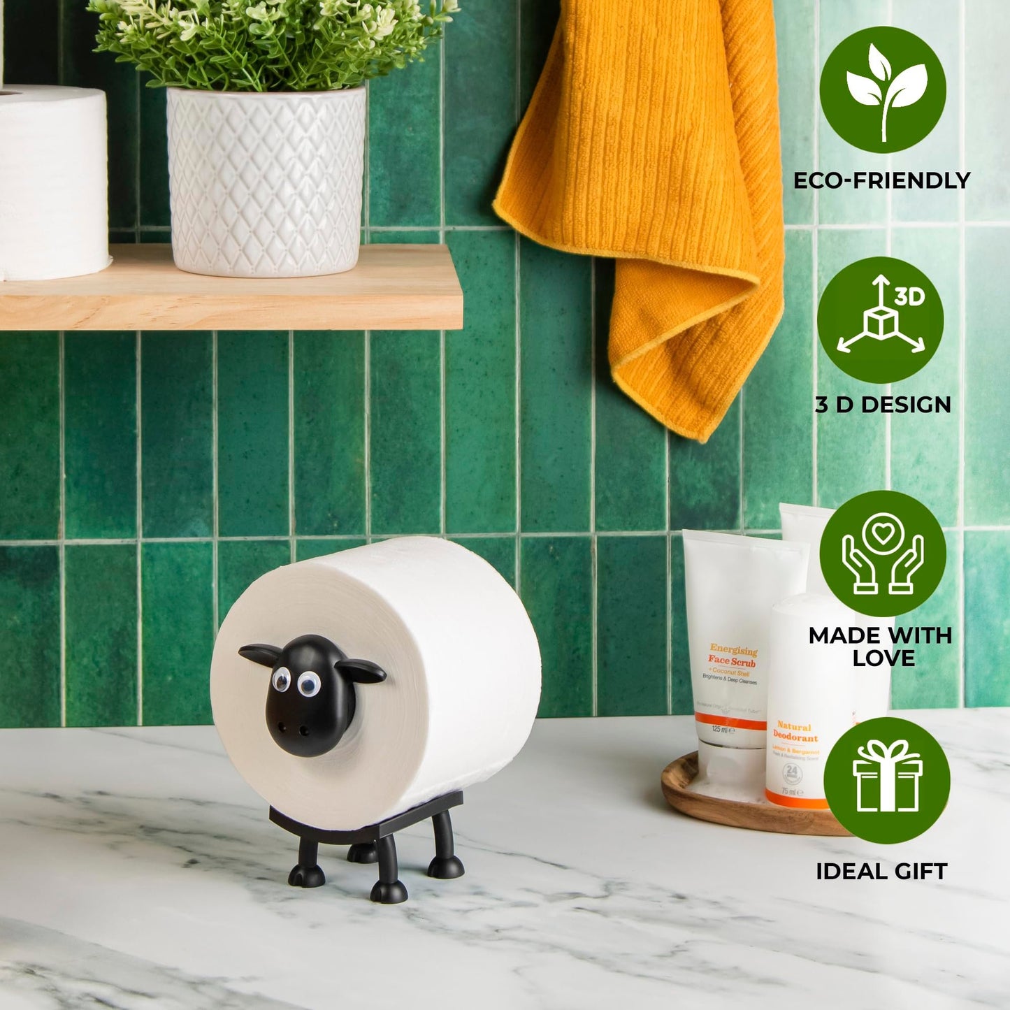 🚽Držiak na ovčie vreckovky vytlačený 3D tlačou - riešenie na uskladnenie na podlahe bez vŕtania♻️