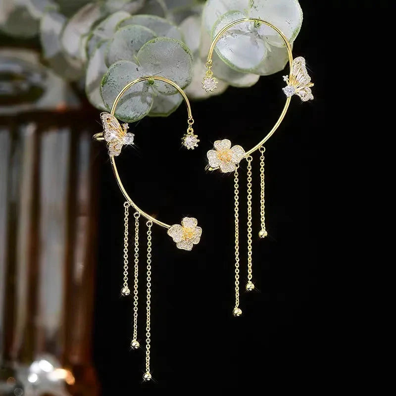 Náušnice Butterfly Tassel Ear Cuffs: sofistikované a elegantné