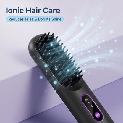 💇Bezdrôtová žehlička na vlasy s negatívnymi iónmi | Prenosný cestovný stylingový hrebeň s trojstupňovou konštantnou teplotou a ochranou proti obareniu✨