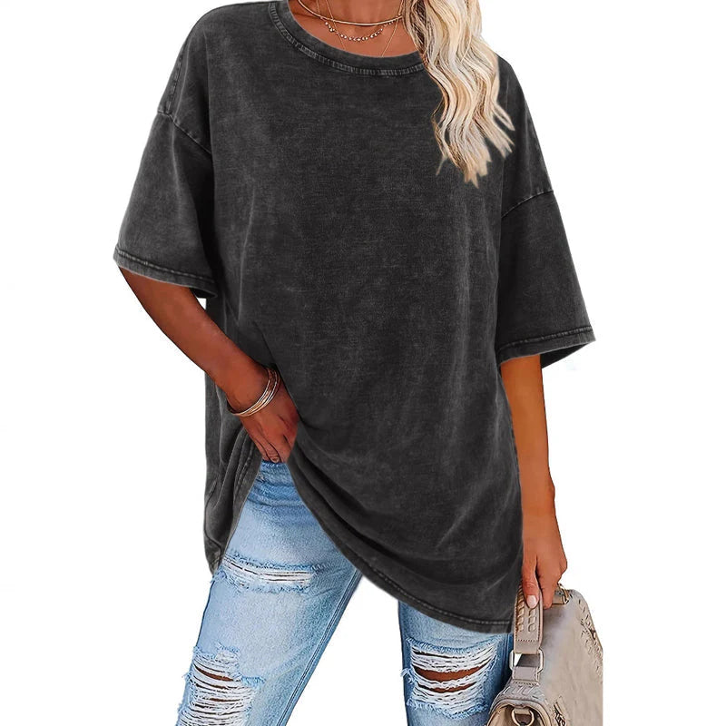 Dámske oversized tričko v vintage štýle s efektom vypraného vzhľadu