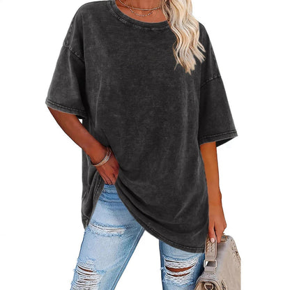 Dámske oversized tričko v vintage štýle s efektom vypraného vzhľadu