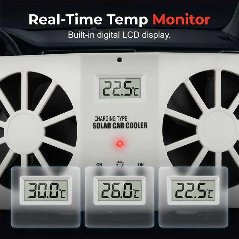 ☀️ Udržujte svoje auto v chlade – Automatický ventilátor s solárnym napájaním a displejom teploty – Platba pri doručení 🚗💨
