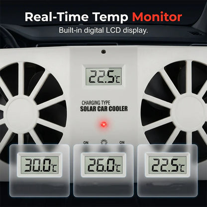 ☀️ Udržujte svoje auto v chlade – Automatický ventilátor s solárnym napájaním a displejom teploty – Platba pri doručení 🚗💨