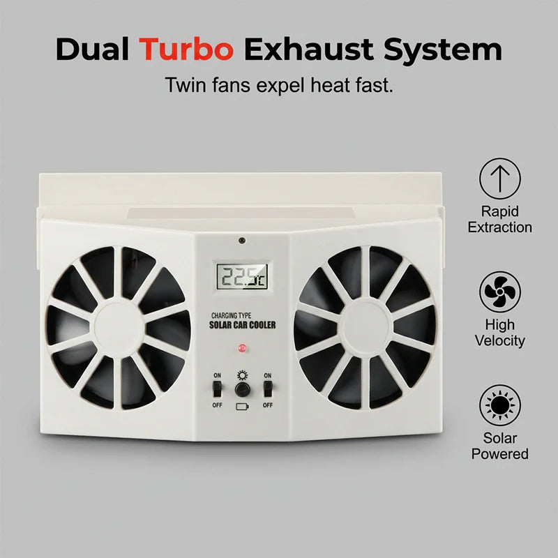 ☀️ Udržujte svoje auto v chlade – Automatický ventilátor s solárnym napájaním a displejom teploty – Platba pri doručení 🚗💨