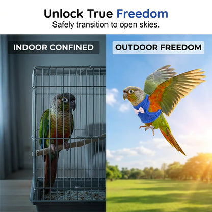 🦜Vodítko na papagáje | Vonkajšie venčenie vtákov, zabraňuje strate, priedušný hrudný a chrbtový popruh🌳💨