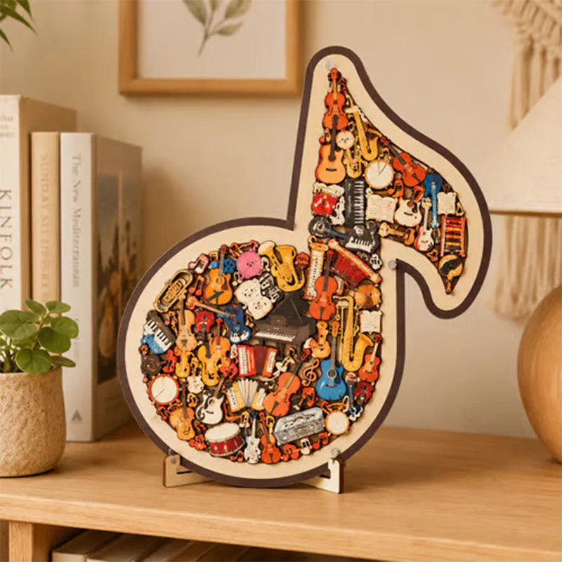 🎸 Vychutnajte si kreatívnu hudobnú výzvu – Puzzle v tvare dreveného hudobného nástroja – Platba pri prevzatí 🧩