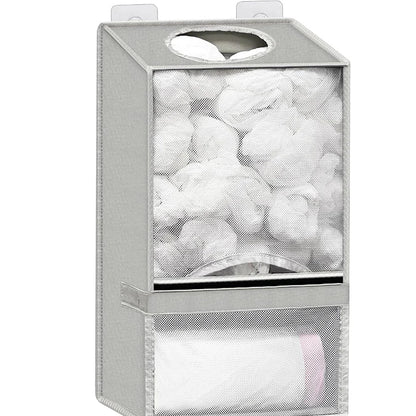 🛍Nástenné úložné vrecko z plastu 2 v 1 | Samostatné úložné vrecko na nákupy a odpadky, veľká kapacita, bez nutnosti vŕtania✨