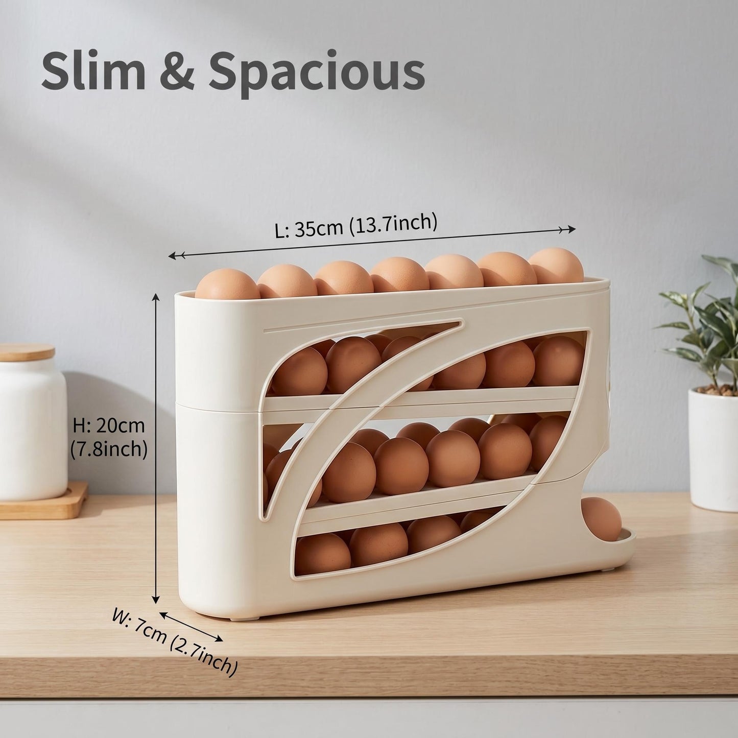 🥚Gravity Automatic Egg Roller Storage Box ｜30-dielny stojan na vajcia s veľkou kapacitou do chladničky šetrí miesto✨