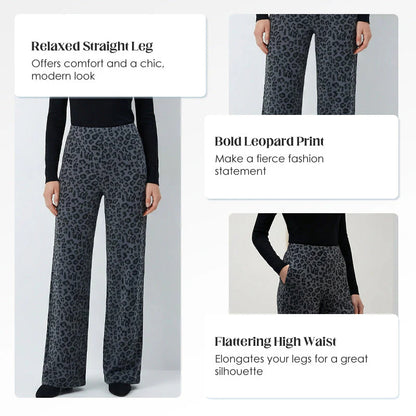 👖Dámske nohavice s vysokým pásom a rovnými nohavicami s leopardovým vzorom