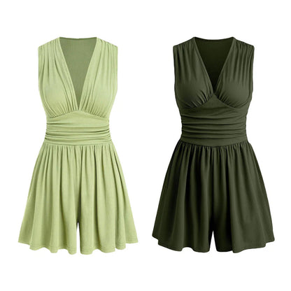 👗Dámske šaty bez rukávov s výstrihom do V a nařaseným pásom
