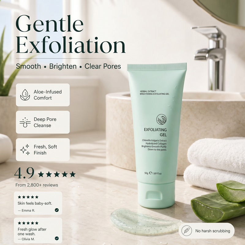 Leštiaci a exfoliačný gél s výťažkom z liečivých rastlín