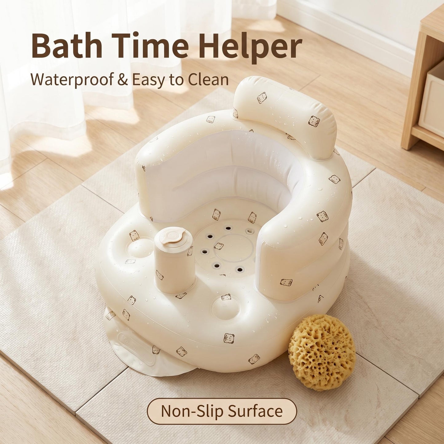 Časovo obmedzená 50% zľava 🛁 Nafukovacia detská sedačka s motívom medvedíka, multifunkčná prenosná stolička na kŕmenie a kúpanie 👶