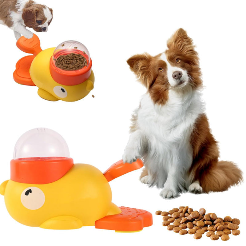 🦆Malá žltá kačička - hračka na dávkovanie jedla stlačením, kŕmidlo pre psov 2 v 1 na vzdelávacie a pomalé kŕmenie🧩✨
