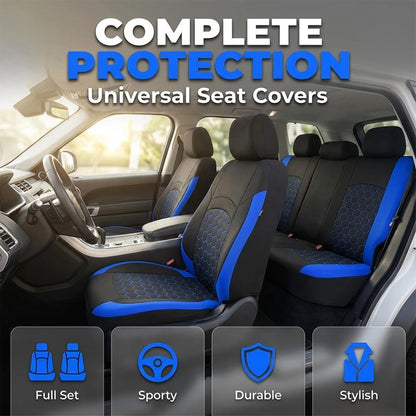 🚗9-dielna univerzálna sada poťahov na autosedačky pre 5 sedadiel, vodeodolná, odolná voči škvrnám, elastická, ochrana celého sedadla🧼