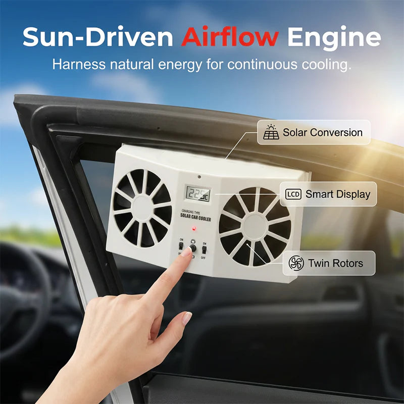 ☀️ Udržujte svoje auto v chlade – Automatický ventilátor s solárnym napájaním a displejom teploty – Platba pri doručení 🚗💨